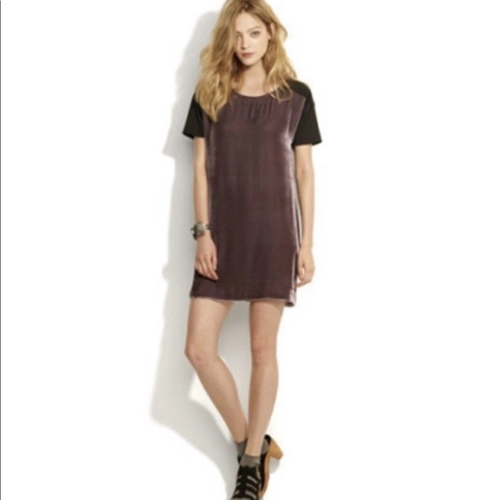 Anthropology Eliot Velvet Shift Mini Dress, Black/Dark Green, Cocktail